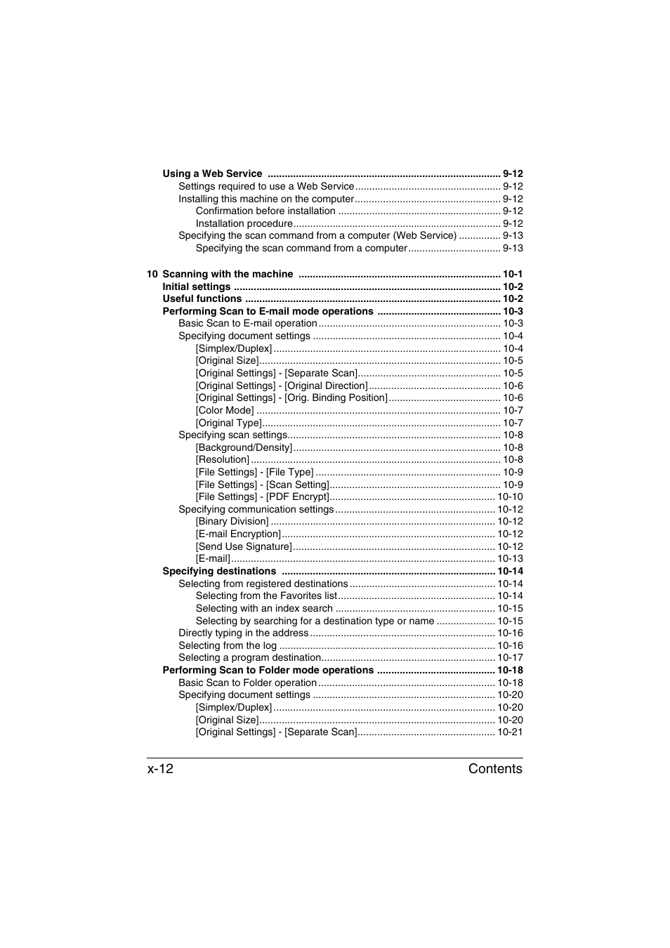 Contents x-12 | Konica Minolta bizhub C35 User Manual | Page 13 / 394