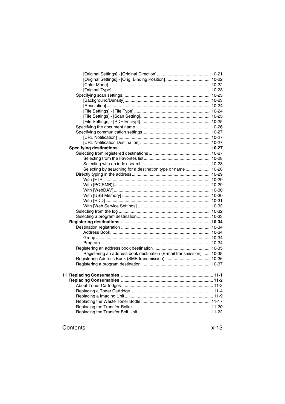 Contents x-13 | Konica Minolta bizhub C35 User Manual | Page 14 / 394