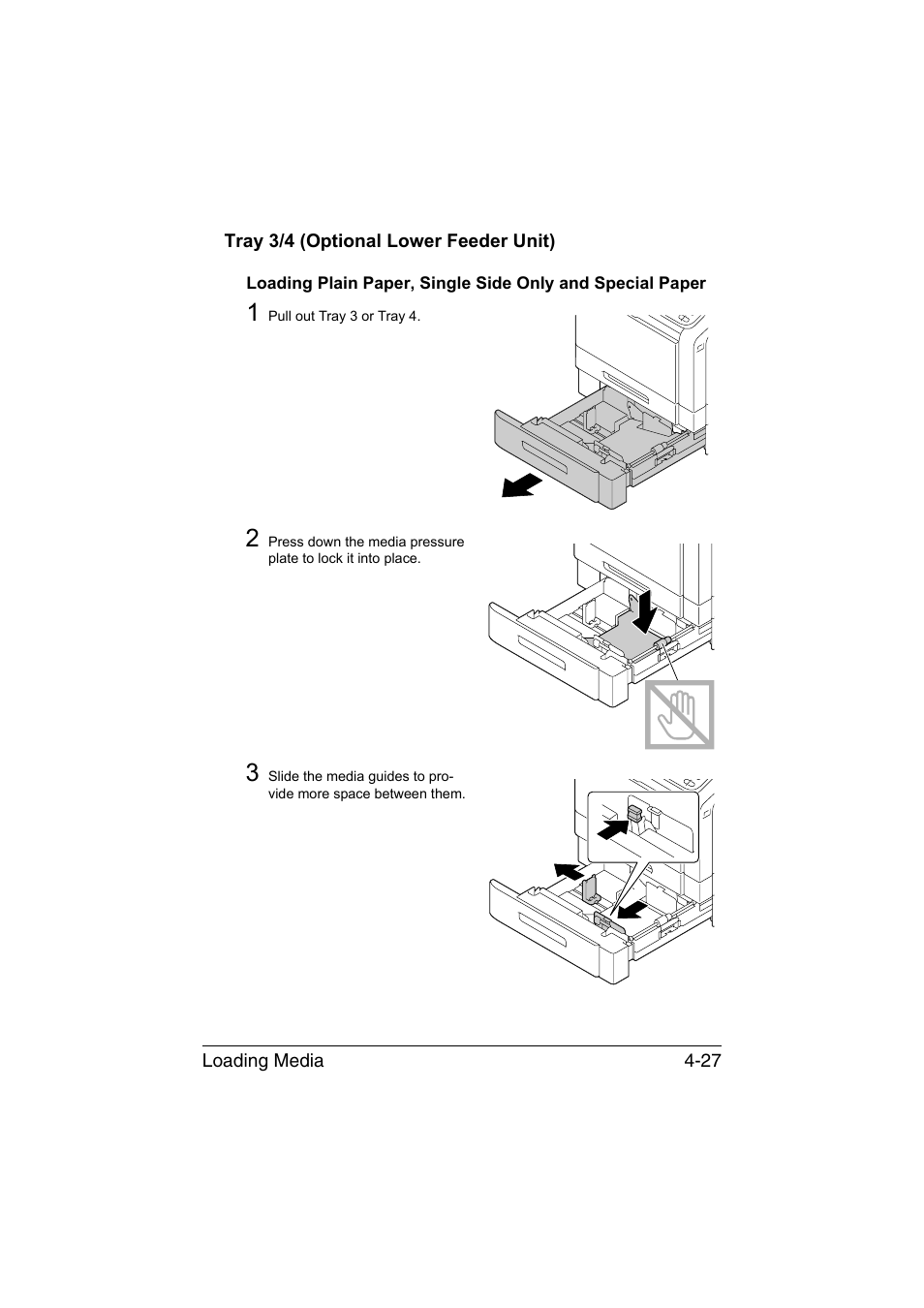 Tray 3/4 (optional lower feeder unit), Tray 3/4 (optional lower feeder unit) -27 | Konica Minolta bizhub C35 User Manual | Page 152 / 394