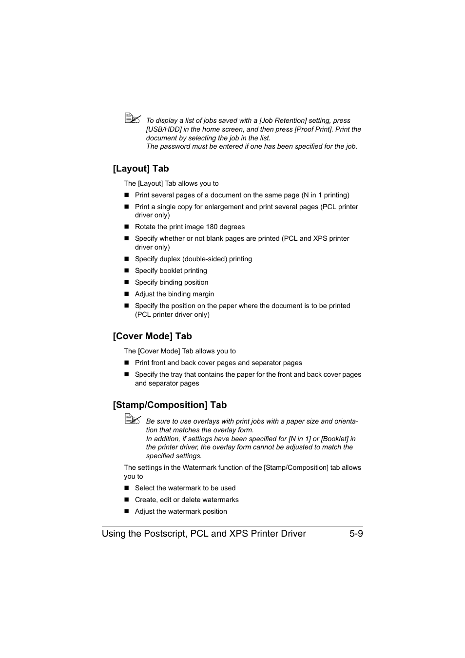 Layout] tab, Cover mode] tab, Stamp/composition] tab | Konica Minolta bizhub C35 User Manual | Page 172 / 394