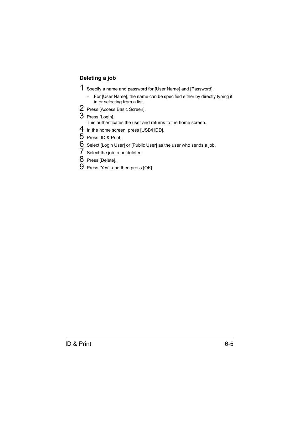 Deleting a job, Deleting a job -5 | Konica Minolta bizhub C35 User Manual | Page 180 / 394