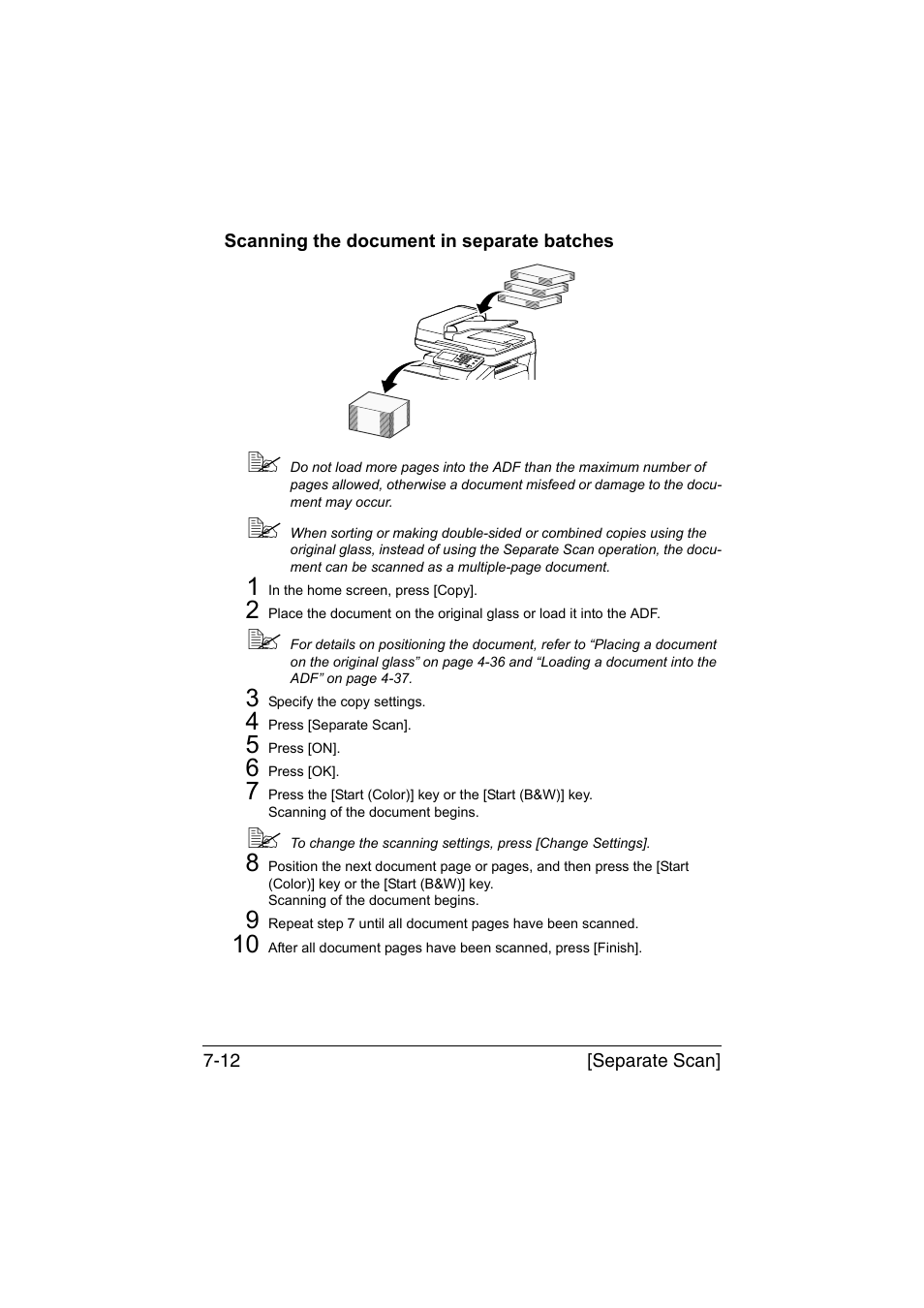 Scanning the document in separate batches, Scanning the document in separate batches -12 | Konica Minolta bizhub C35 User Manual | Page 193 / 394