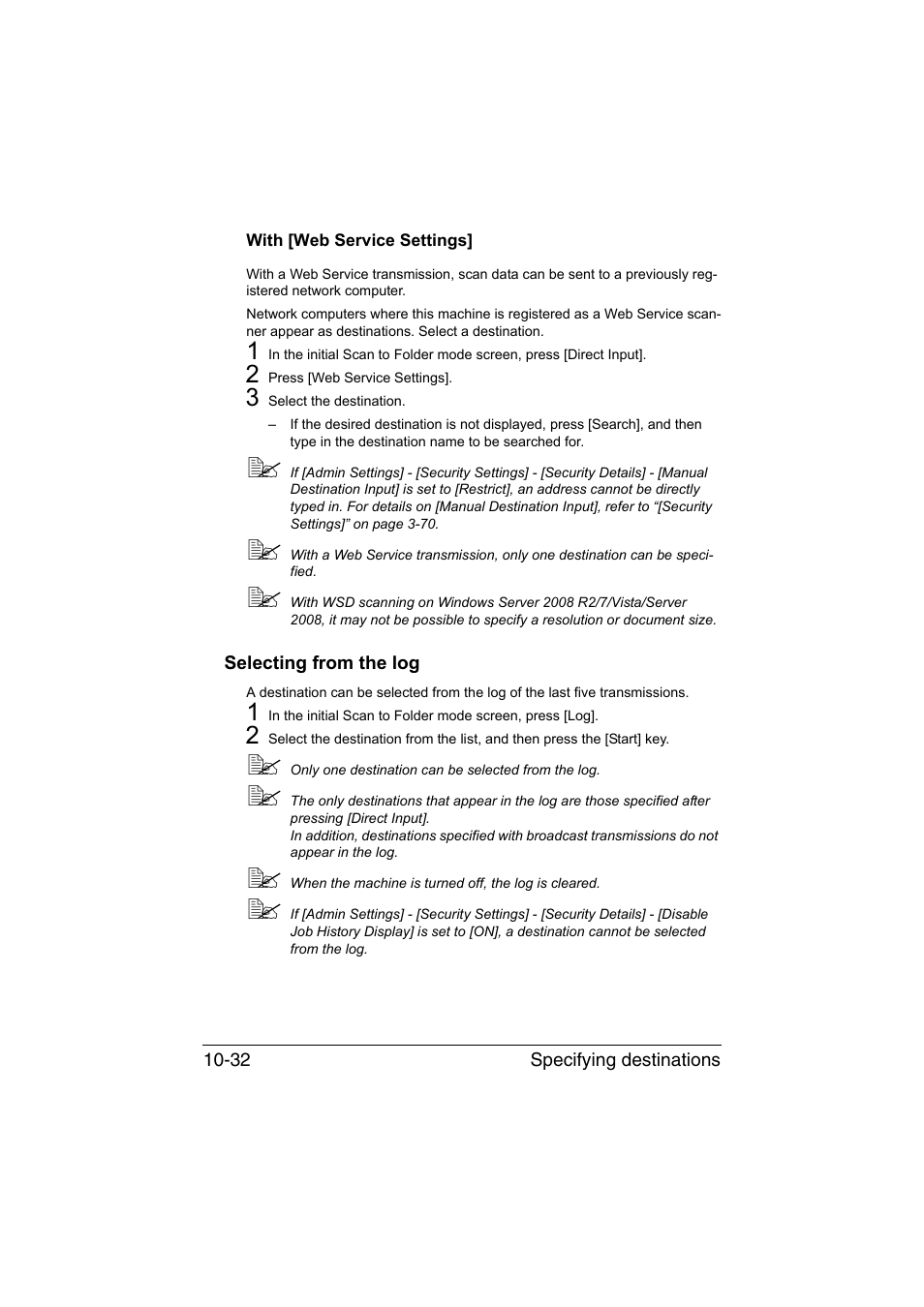 With [web service settings, Selecting from the log, With [web service settings] -32 | Selecting from the log -32 | Konica Minolta bizhub C35 User Manual | Page 247 / 394