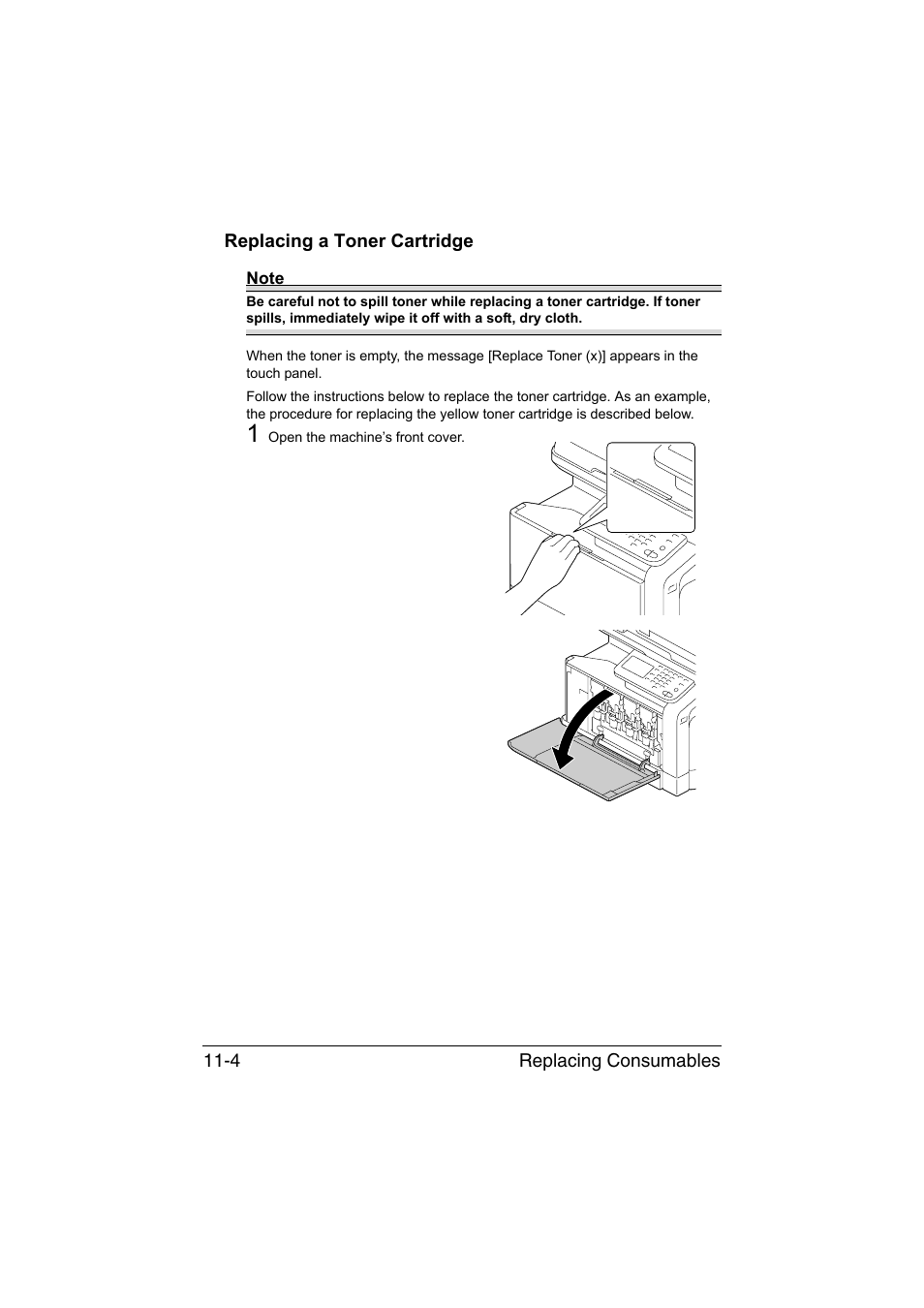 Replacing a toner cartridge, Replacing a toner cartridge -4 | Konica Minolta bizhub C35 User Manual | Page 257 / 394