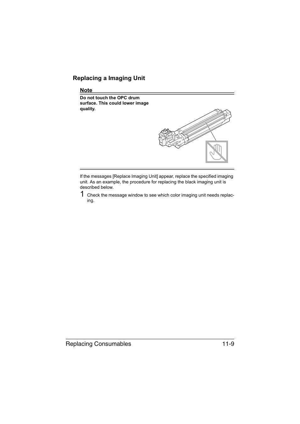 Replacing a imaging unit, Replacing a imaging unit -9 | Konica Minolta bizhub C35 User Manual | Page 262 / 394