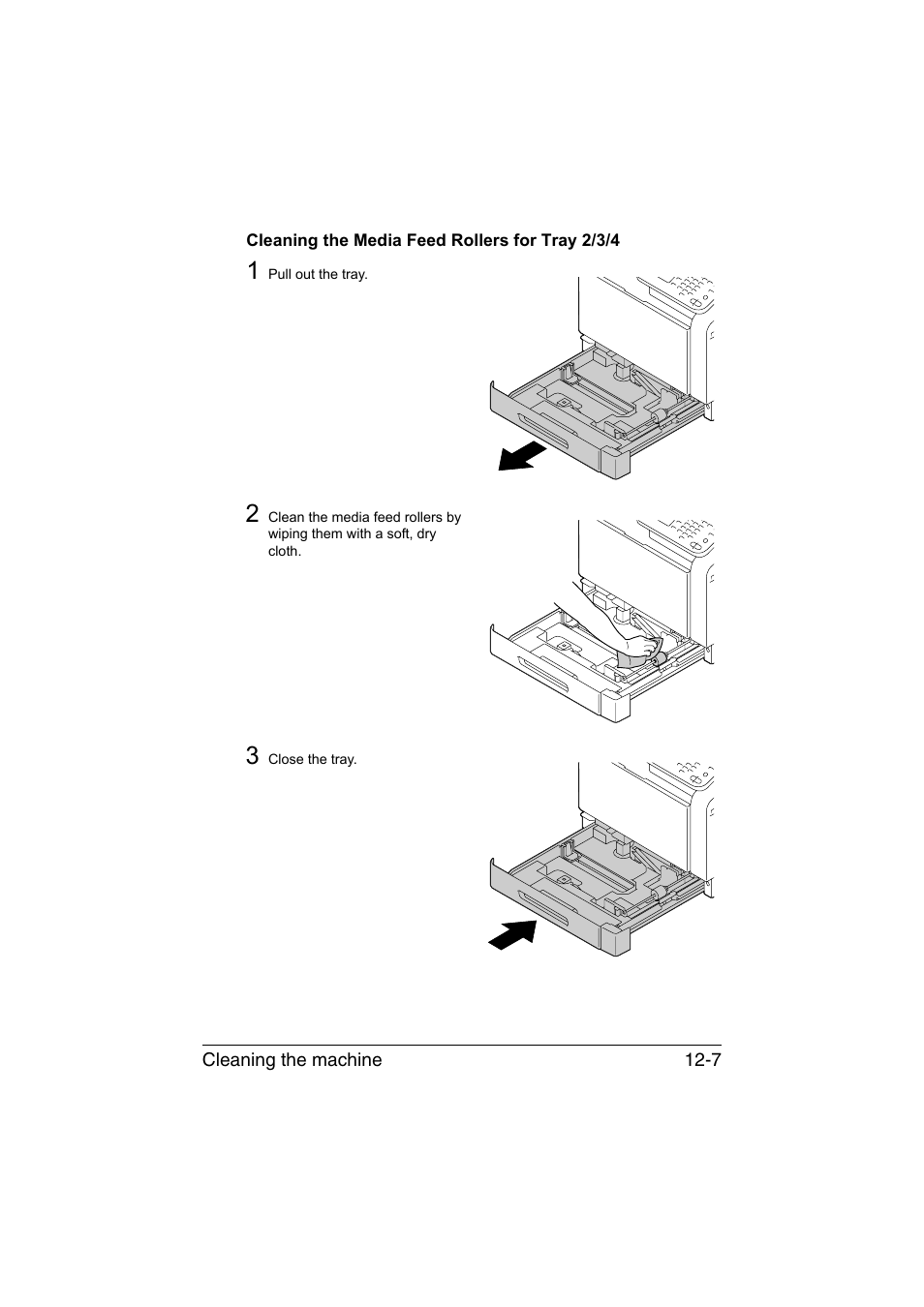 Cleaning the media feed rollers for tray 2/3/4, Cleaning the media feed rollers for tray 2/3/4 -7 | Konica Minolta bizhub C35 User Manual | Page 298 / 394