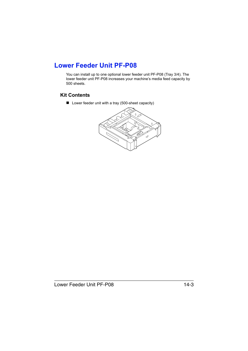 Lower feeder unit pf-p08, Kit contents, Lower feeder unit pf-p08 -3 | Kit contents -3 | Konica Minolta bizhub C35 User Manual | Page 356 / 394