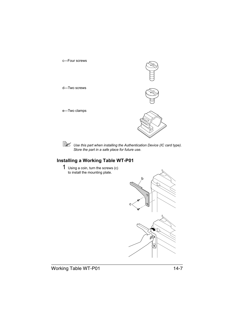 Installing a working table wt-p01, Installing a working table wt-p01 -7 | Konica Minolta bizhub C35 User Manual | Page 360 / 394