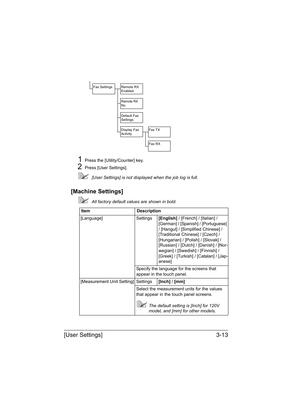 Machine settings, Machine settings] -13 | Konica Minolta bizhub C35 User Manual | Page 60 / 394