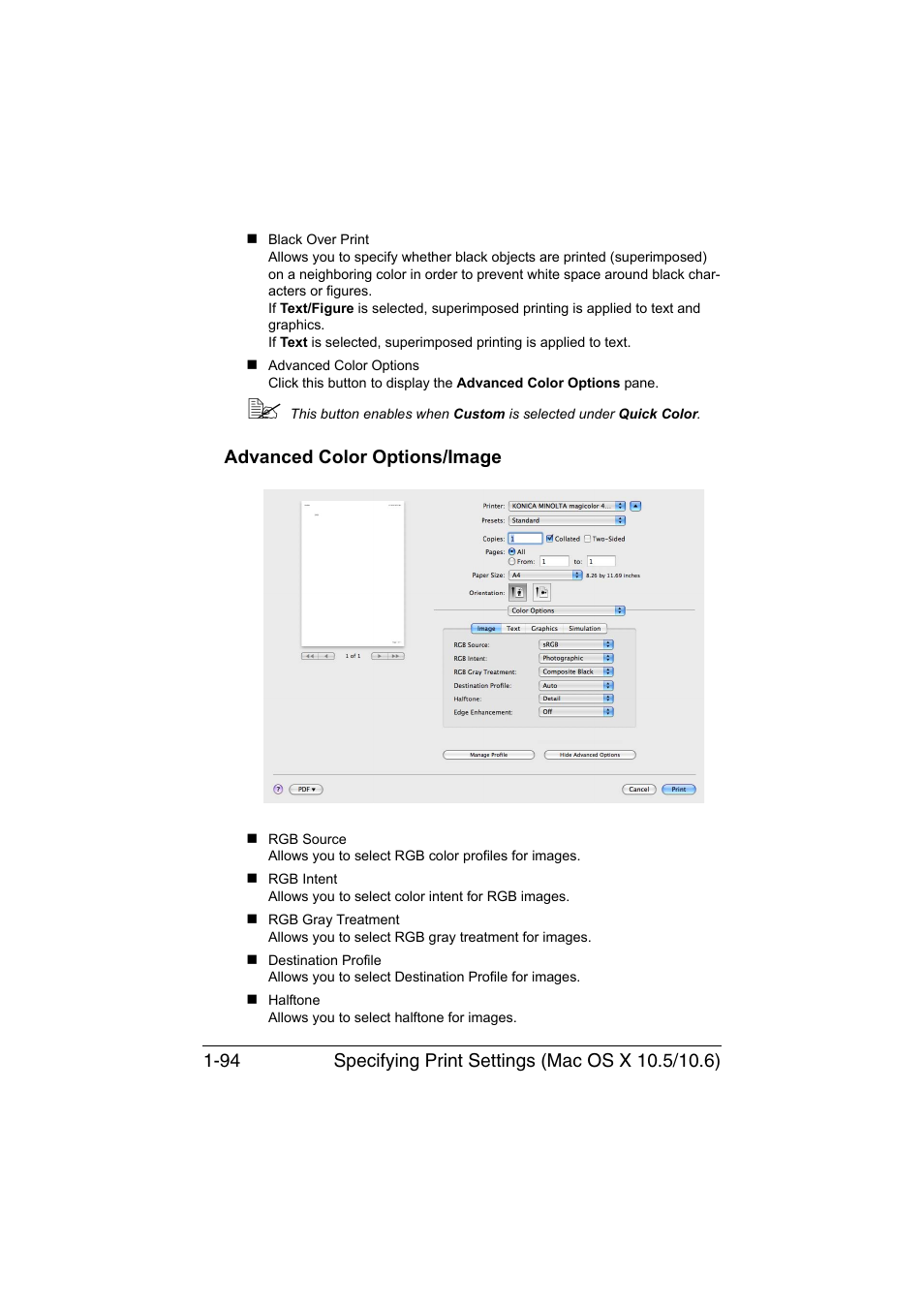Advanced color options/image, Advanced color options/image -94 | Konica Minolta magicolor 4750EN-4750DN User Manual | Page 119 / 409