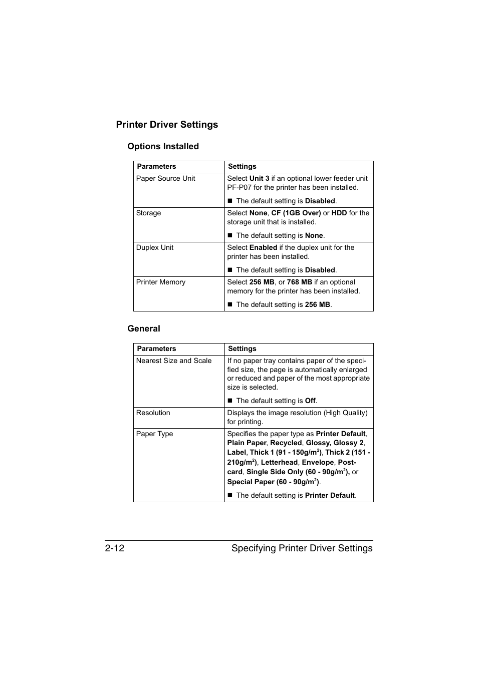 Printer driver settings, Options installed, General | Printer driver settings -12, Options installed -12 general -12 | Konica Minolta magicolor 4750EN-4750DN User Manual | Page 147 / 409