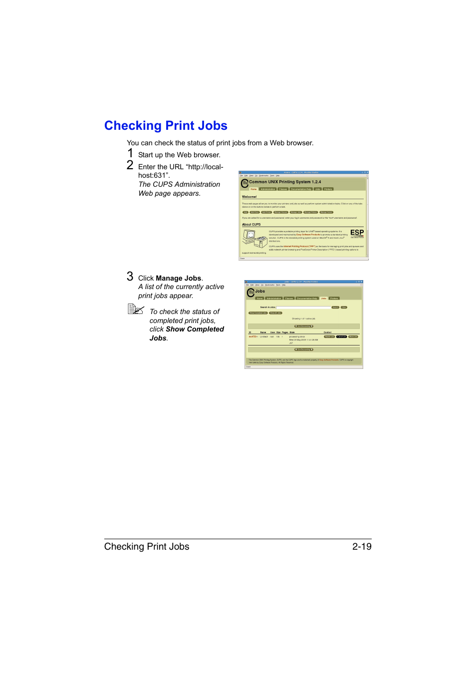 Checking print jobs, Checking print jobs -19 | Konica Minolta magicolor 4750EN-4750DN User Manual | Page 154 / 409