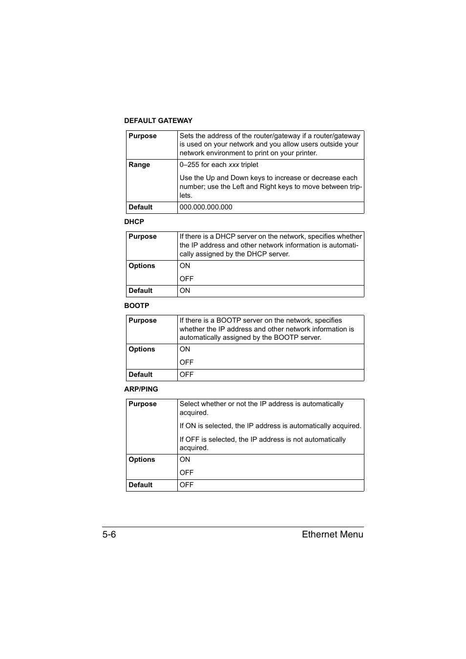 Ethernet menu 5-6 | Konica Minolta magicolor 4750EN-4750DN User Manual | Page 173 / 409
