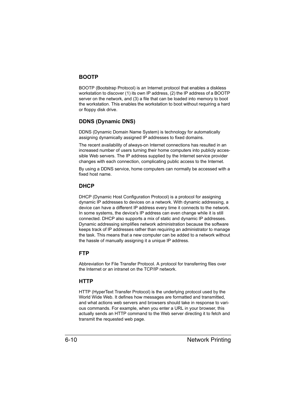 Bootp, Ddns (dynamic dns), Dhcp | Http | Konica Minolta magicolor 4750EN-4750DN User Manual | Page 189 / 409