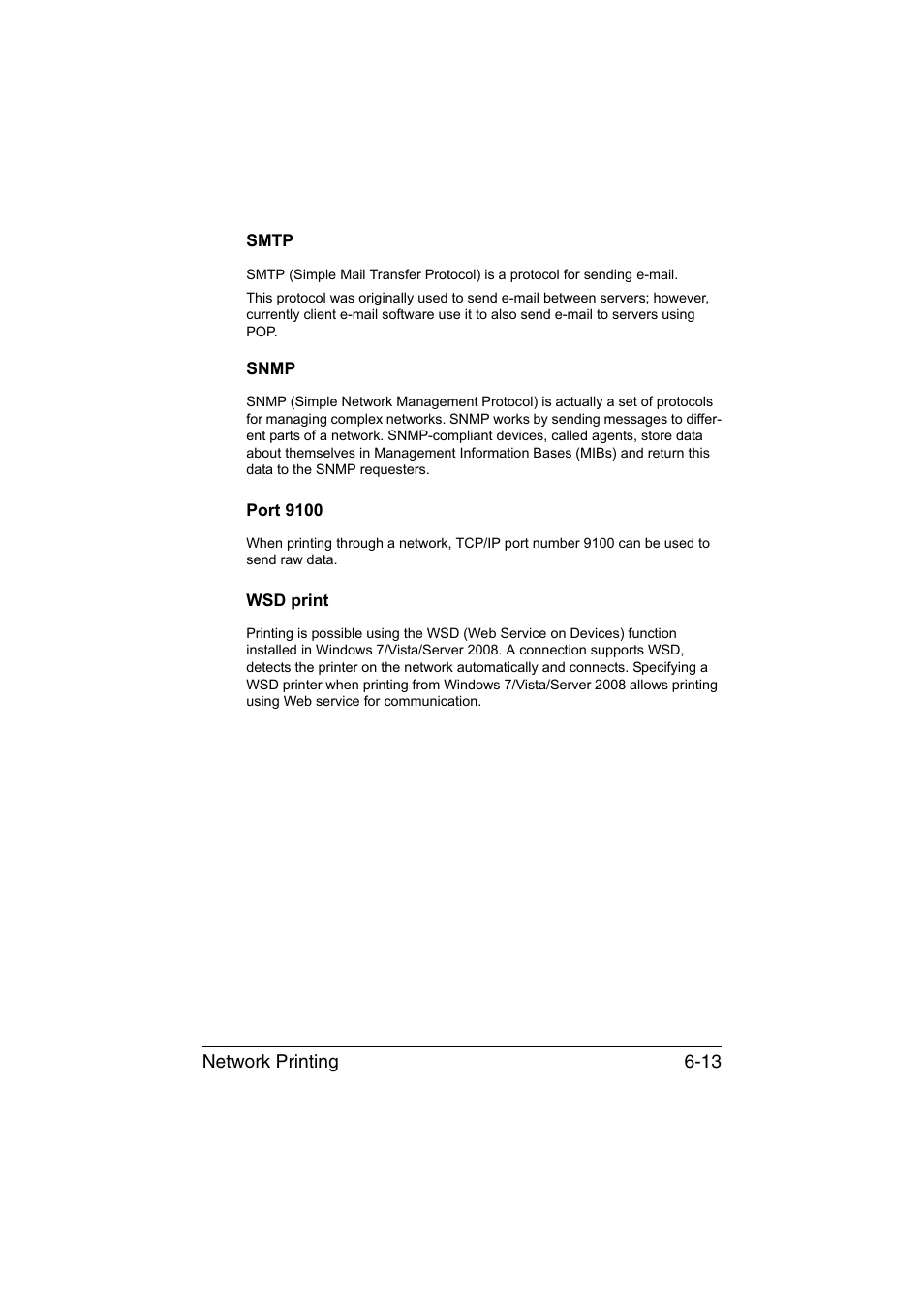 Smtp, Snmp, Port 9100 | Wsd print, Smtp -13 snmp -13 port 9100 -13 wsd print -13 | Konica Minolta magicolor 4750EN-4750DN User Manual | Page 192 / 409