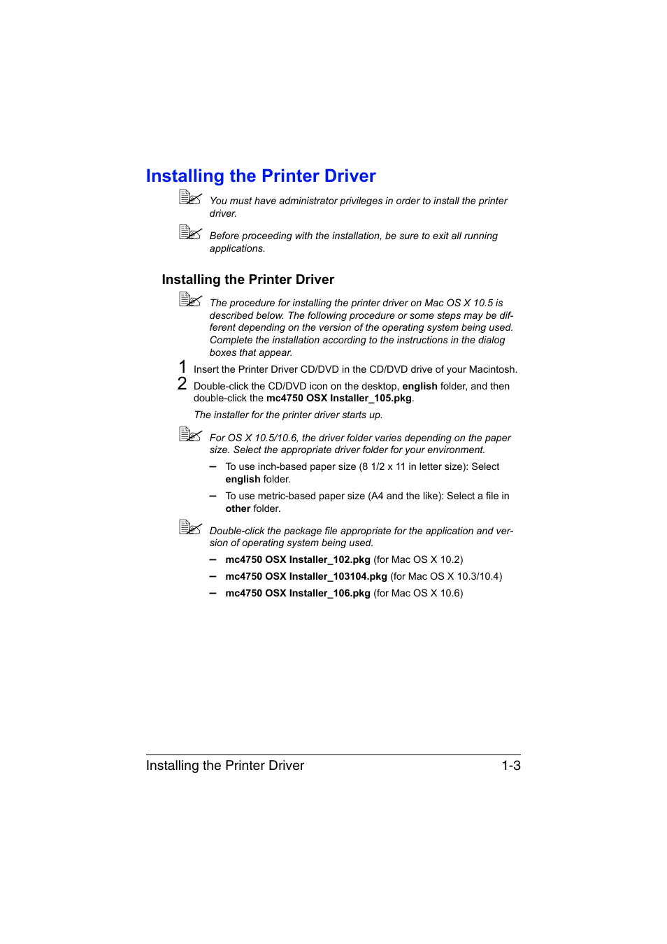 Installing the printer driver, Installing the printer driver -3 | Konica Minolta magicolor 4750EN-4750DN User Manual | Page 28 / 409