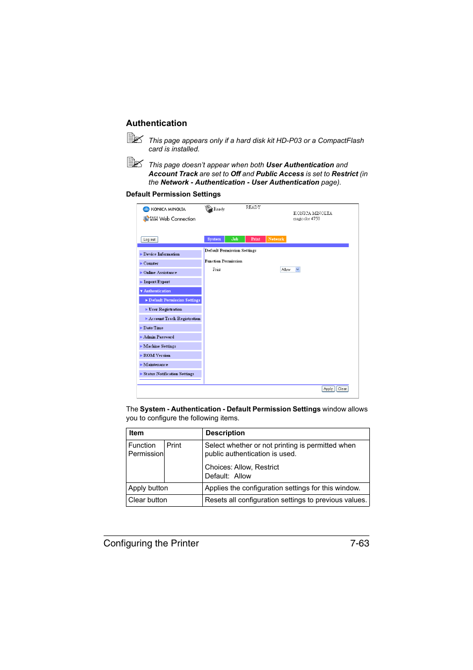 Authentication, Authentication -63 | Konica Minolta magicolor 4750EN-4750DN User Manual | Page 282 / 409