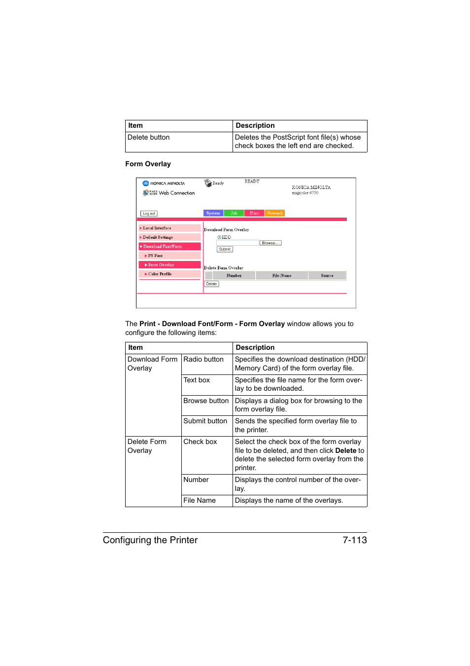 Configuring the printer 7-113 | Konica Minolta magicolor 4750EN-4750DN User Manual | Page 332 / 409