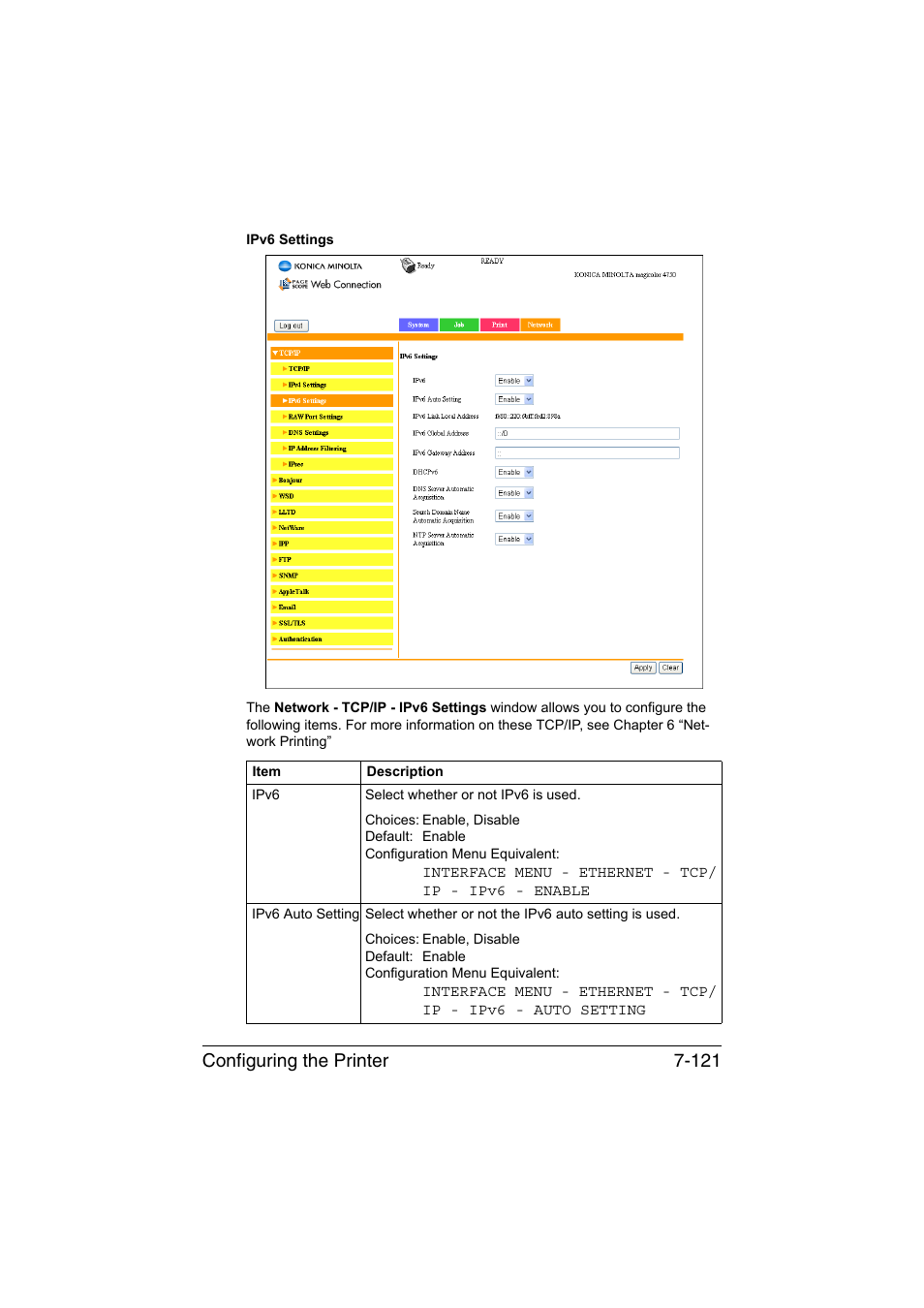 Configuring the printer 7-121 | Konica Minolta magicolor 4750EN-4750DN User Manual | Page 340 / 409