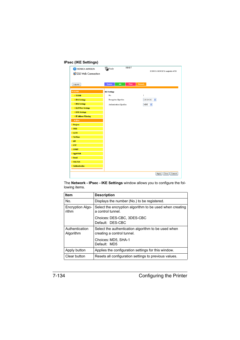 Configuring the printer 7-134 | Konica Minolta magicolor 4750EN-4750DN User Manual | Page 353 / 409