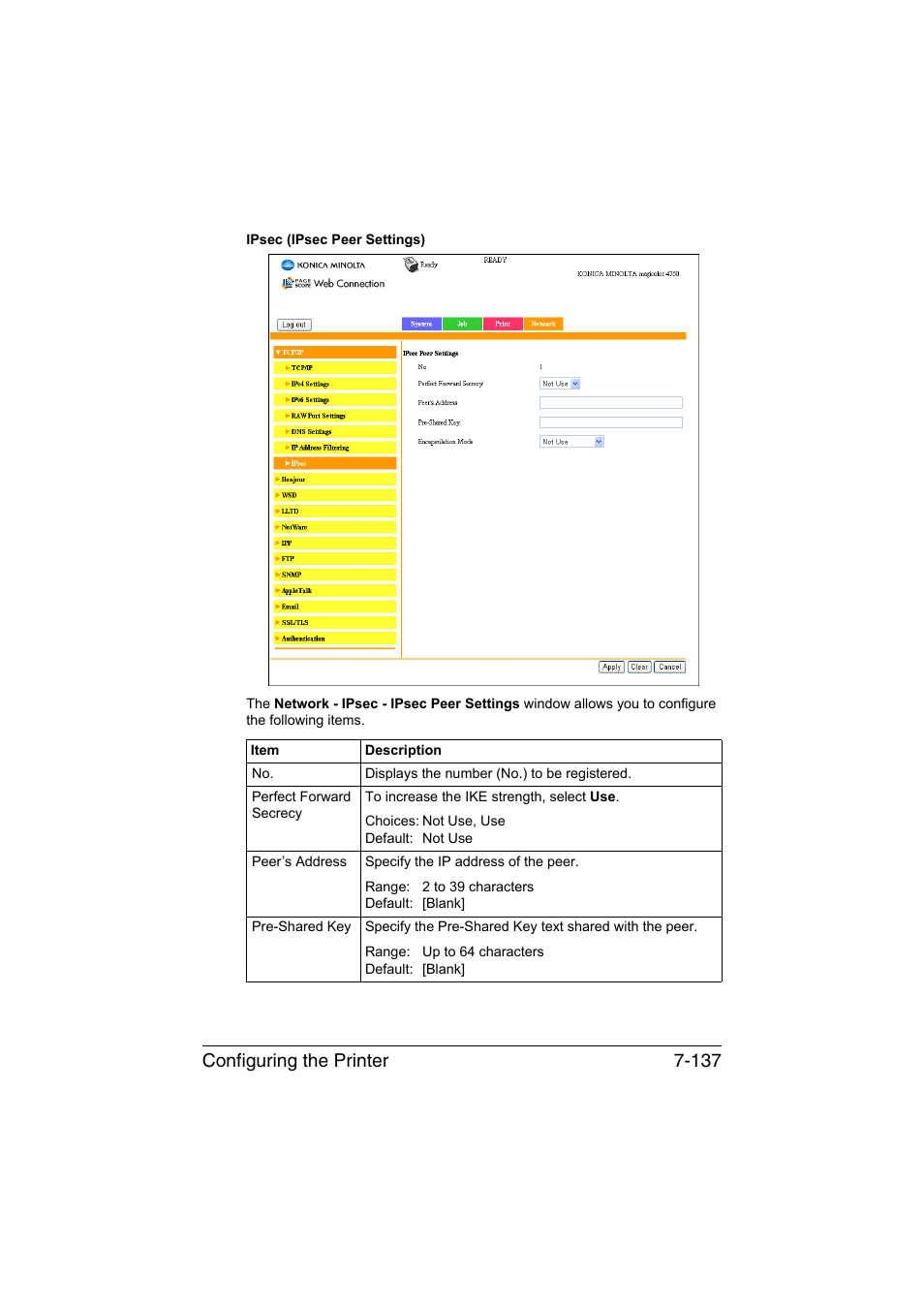 Configuring the printer 7-137 | Konica Minolta magicolor 4750EN-4750DN User Manual | Page 356 / 409
