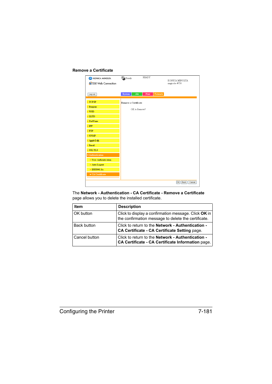Configuring the printer 7-181 | Konica Minolta magicolor 4750EN-4750DN User Manual | Page 400 / 409