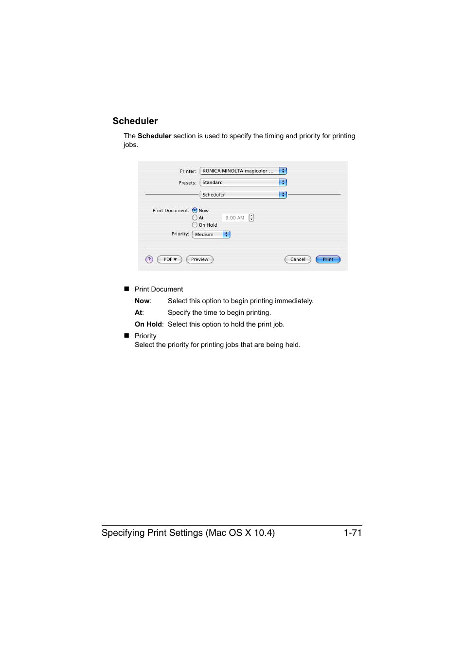 Scheduler, Scheduler -71 | Konica Minolta magicolor 4750EN-4750DN User Manual | Page 96 / 409