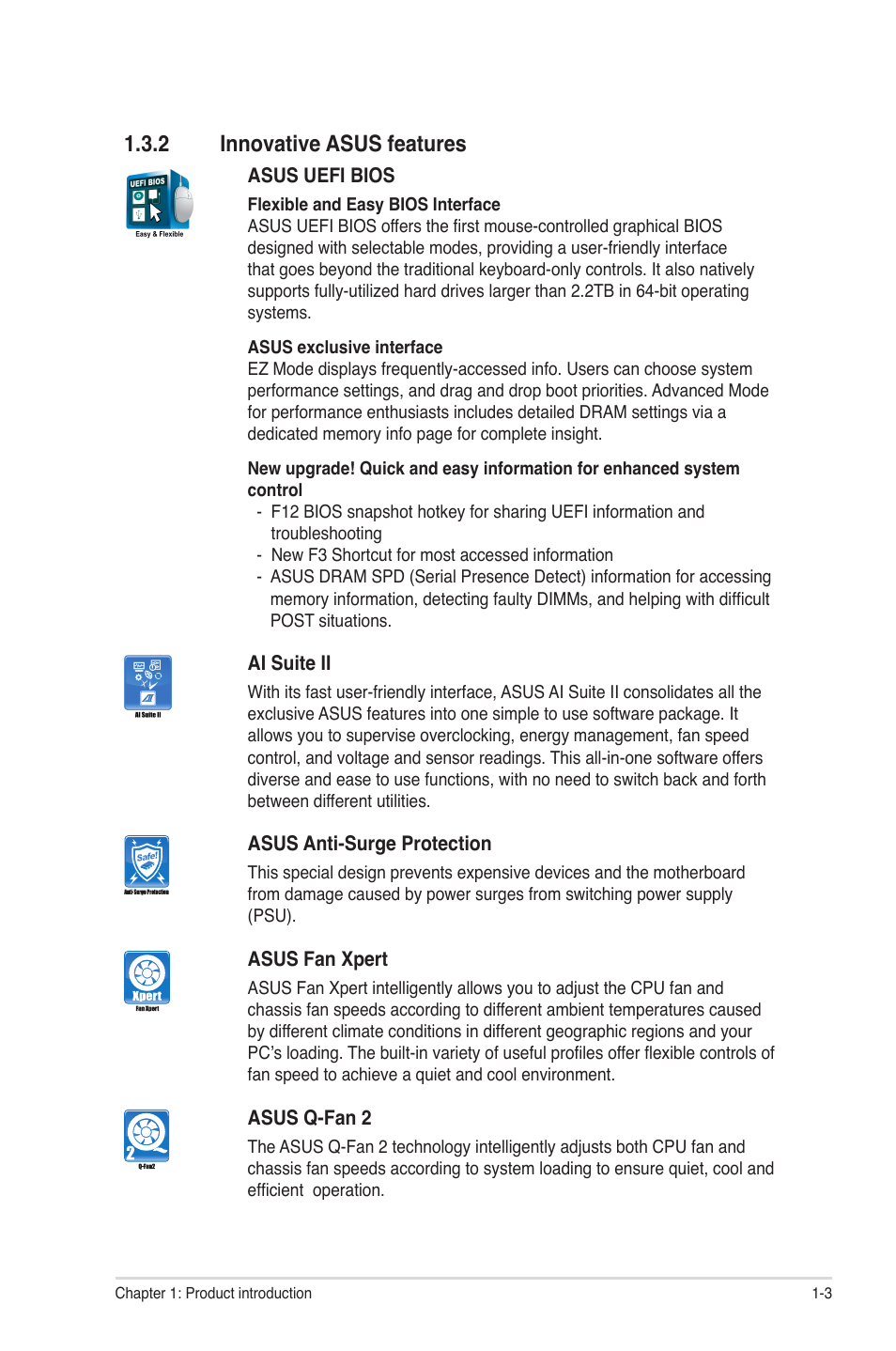 2 innovative asus features, Innovative asus features -3 | Asus MOTHERBOARD p8h61-m lx3 series User Manual | Page 13 / 65