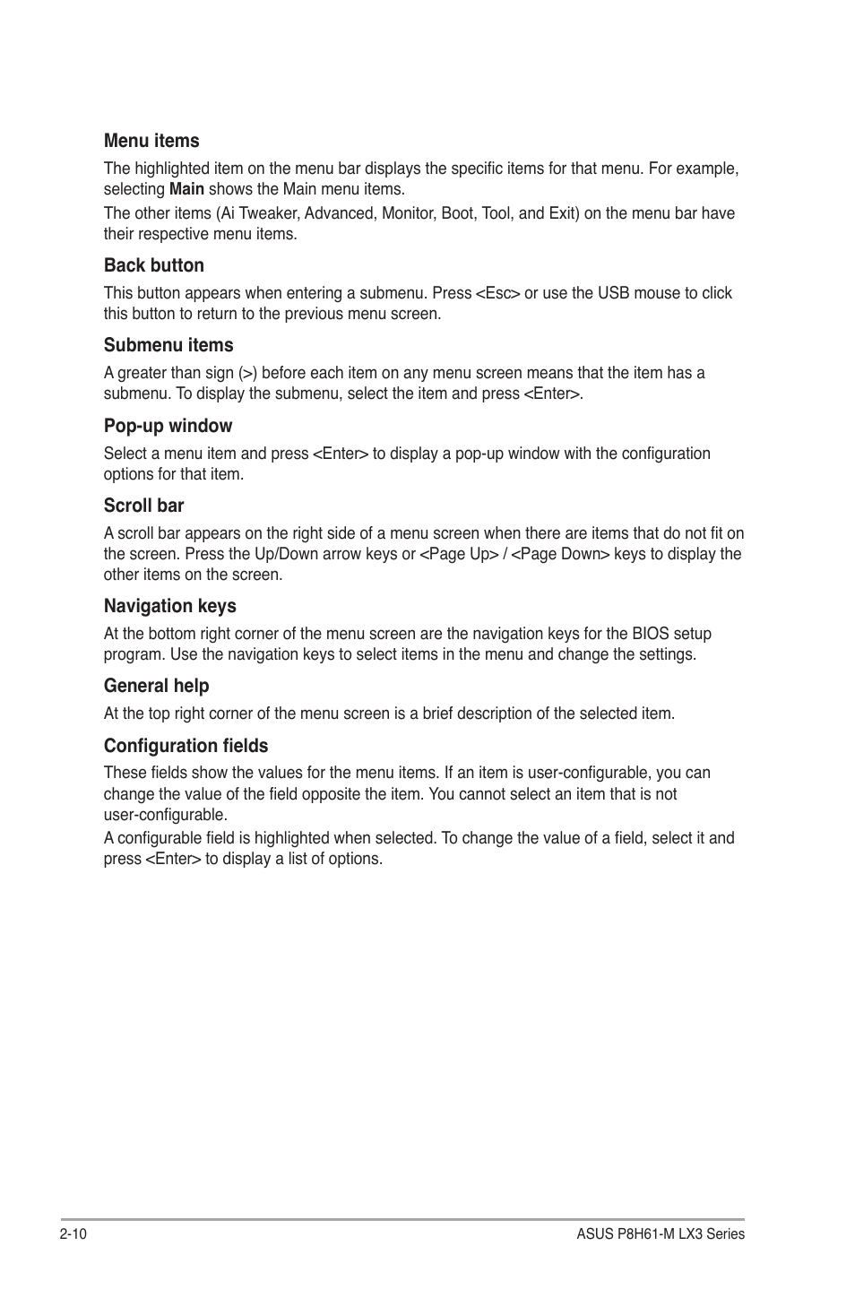 Asus MOTHERBOARD p8h61-m lx3 series User Manual | Page 44 / 65