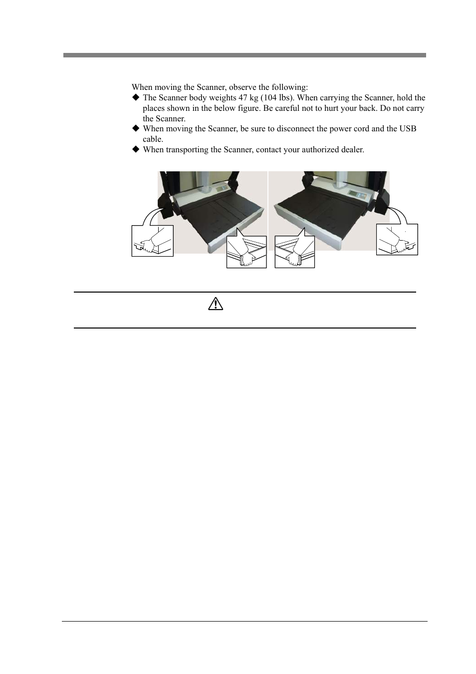 Caution, 4 moving the scanner | Konica Minolta PS5000C MKII User Manual | Page 21 / 94