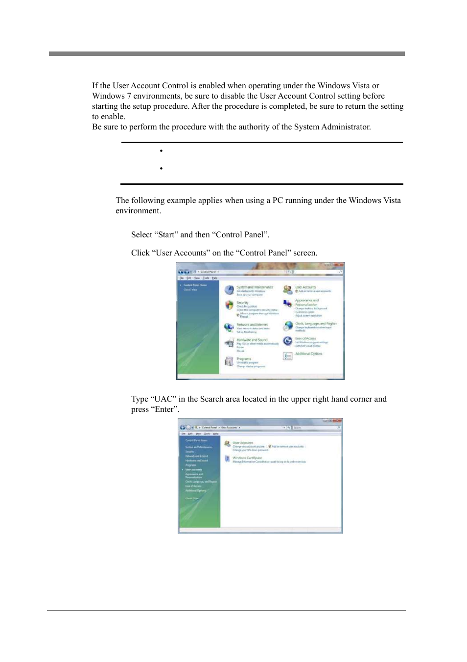 1 disabling user account control | Konica Minolta PS5000C MKII User Manual | Page 34 / 94