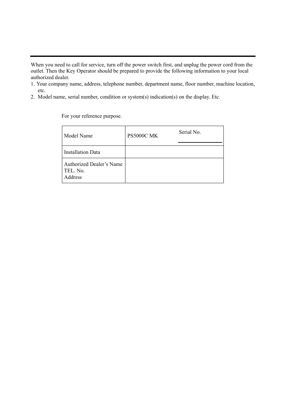 For key operator’s use | Konica Minolta PS5000C MKII User Manual | Page 92 / 94