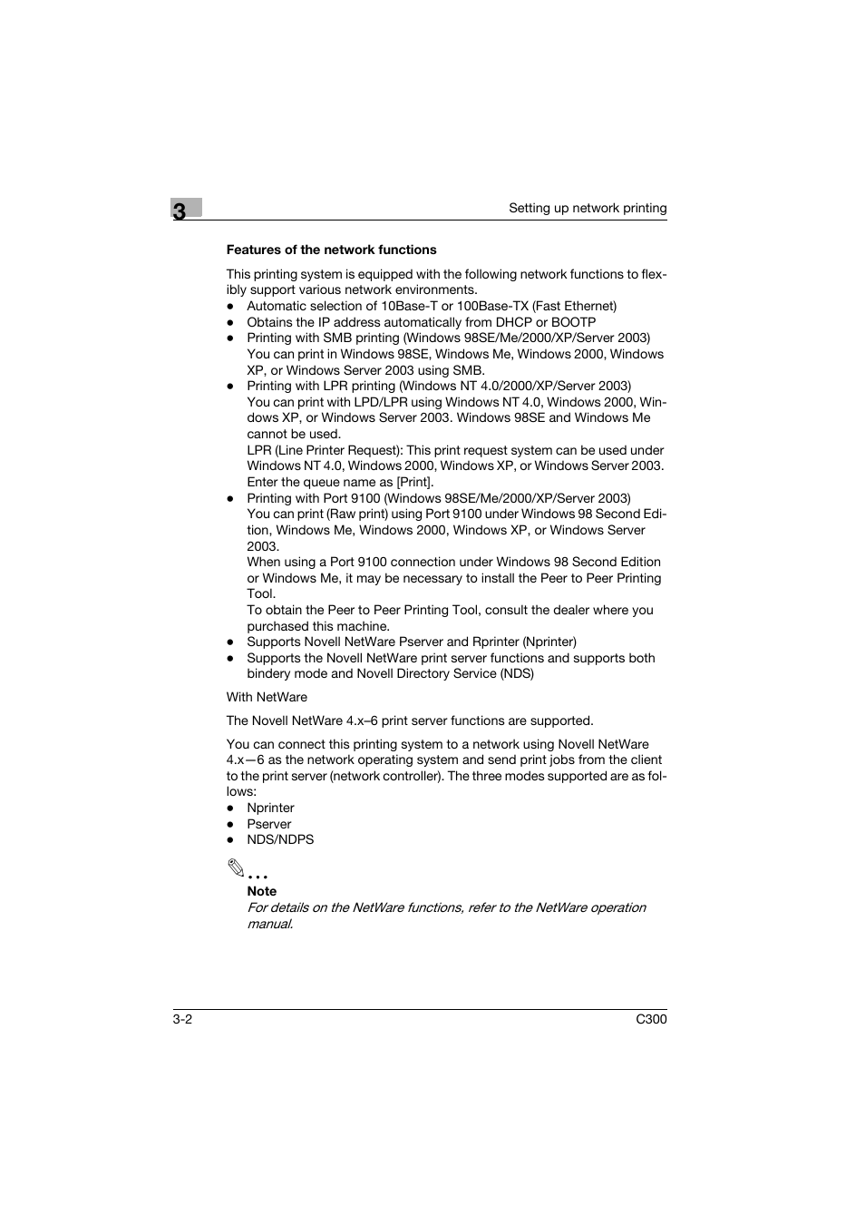 Features of the network functions, Features of the network functions -2 | Konica Minolta bizhub C300 User Manual | Page 49 / 96