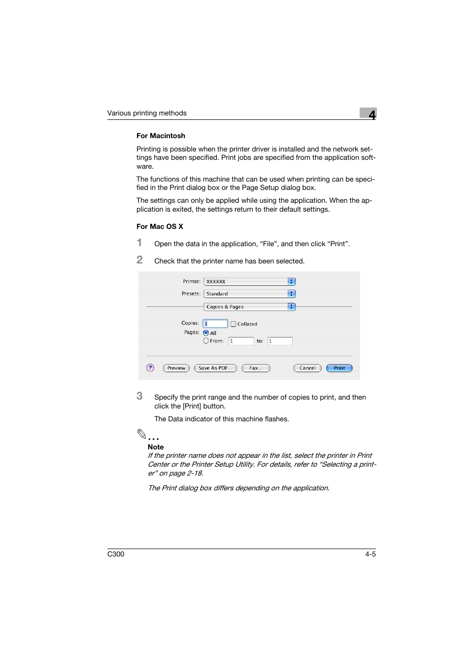 For macintosh, For mac os x, For macintosh -5 for mac os x -5 | Konica Minolta bizhub C300 User Manual | Page 58 / 96