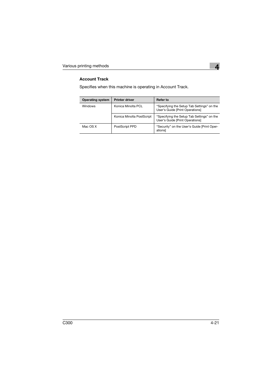 Account track, Account track -21 | Konica Minolta bizhub C300 User Manual | Page 74 / 96