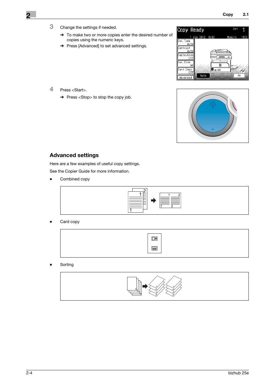 Advanced settings | Konica Minolta bizhub 25e User Manual | Page 24 / 70