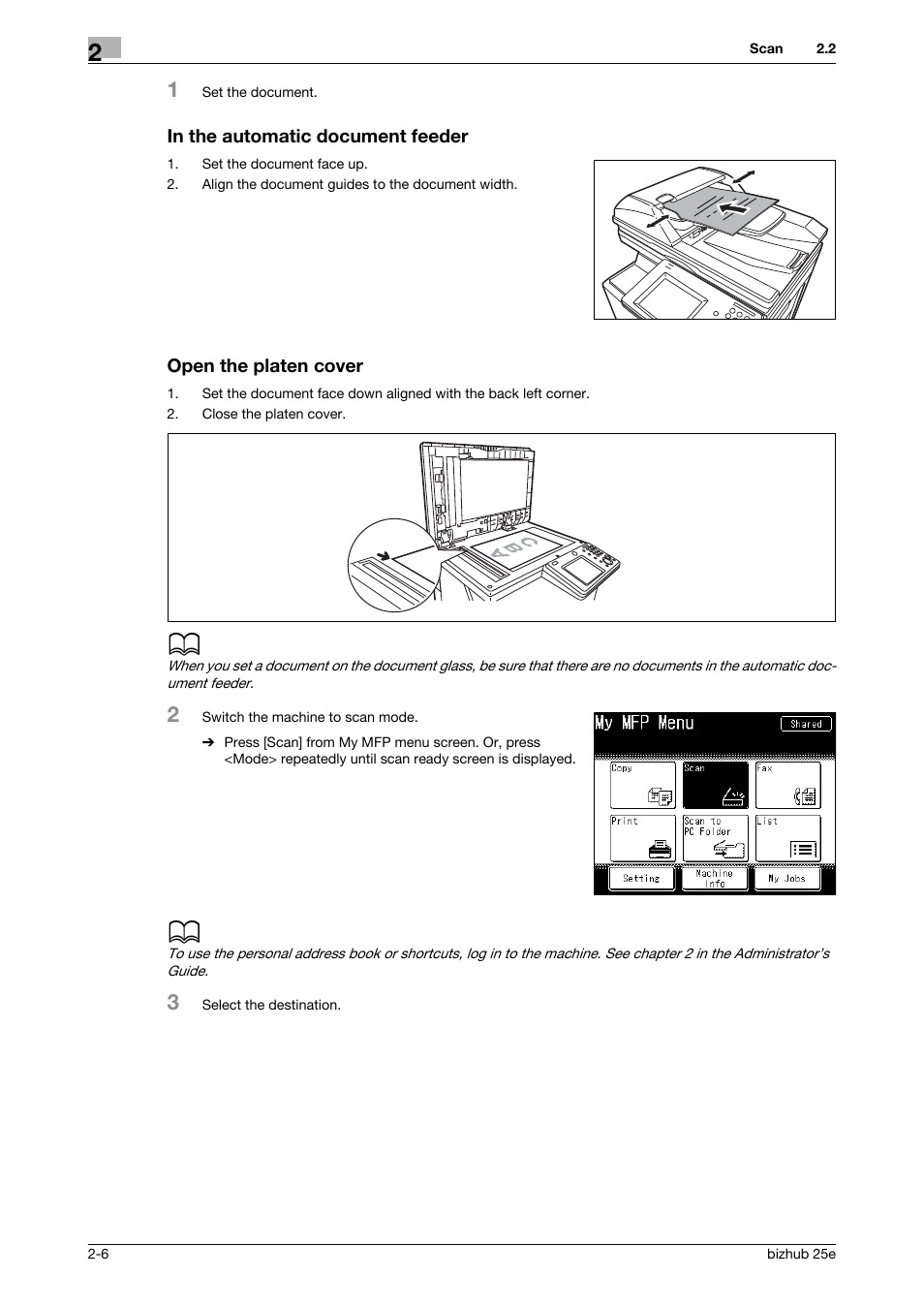 In the automatic document feeder, Open the platen cover | Konica Minolta bizhub 25e User Manual | Page 26 / 70