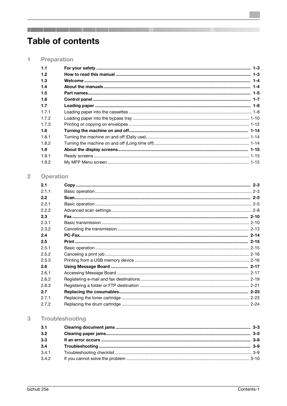 Konica Minolta bizhub 25e User Manual | Page 3 / 70