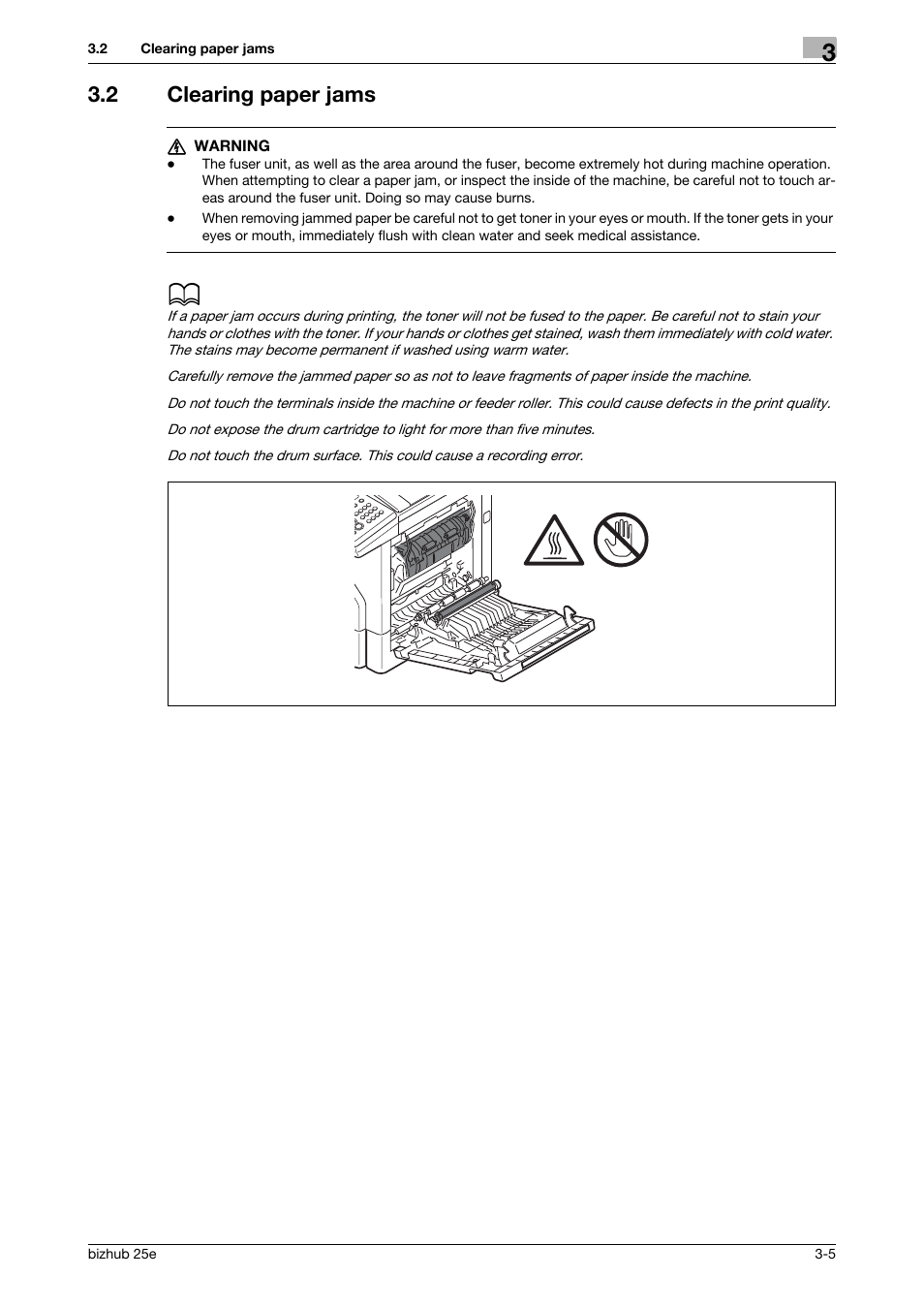 2 clearing paper jams, Clearing paper jams -5 | Konica Minolta bizhub 25e User Manual | Page 49 / 70