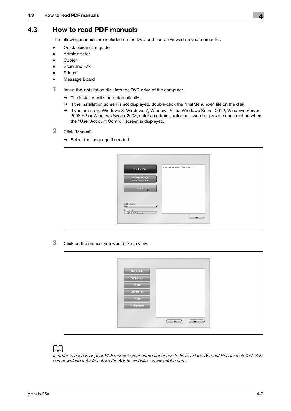 3 how to read pdf manuals, How to read pdf manuals -9 | Konica Minolta bizhub 25e User Manual | Page 63 / 70