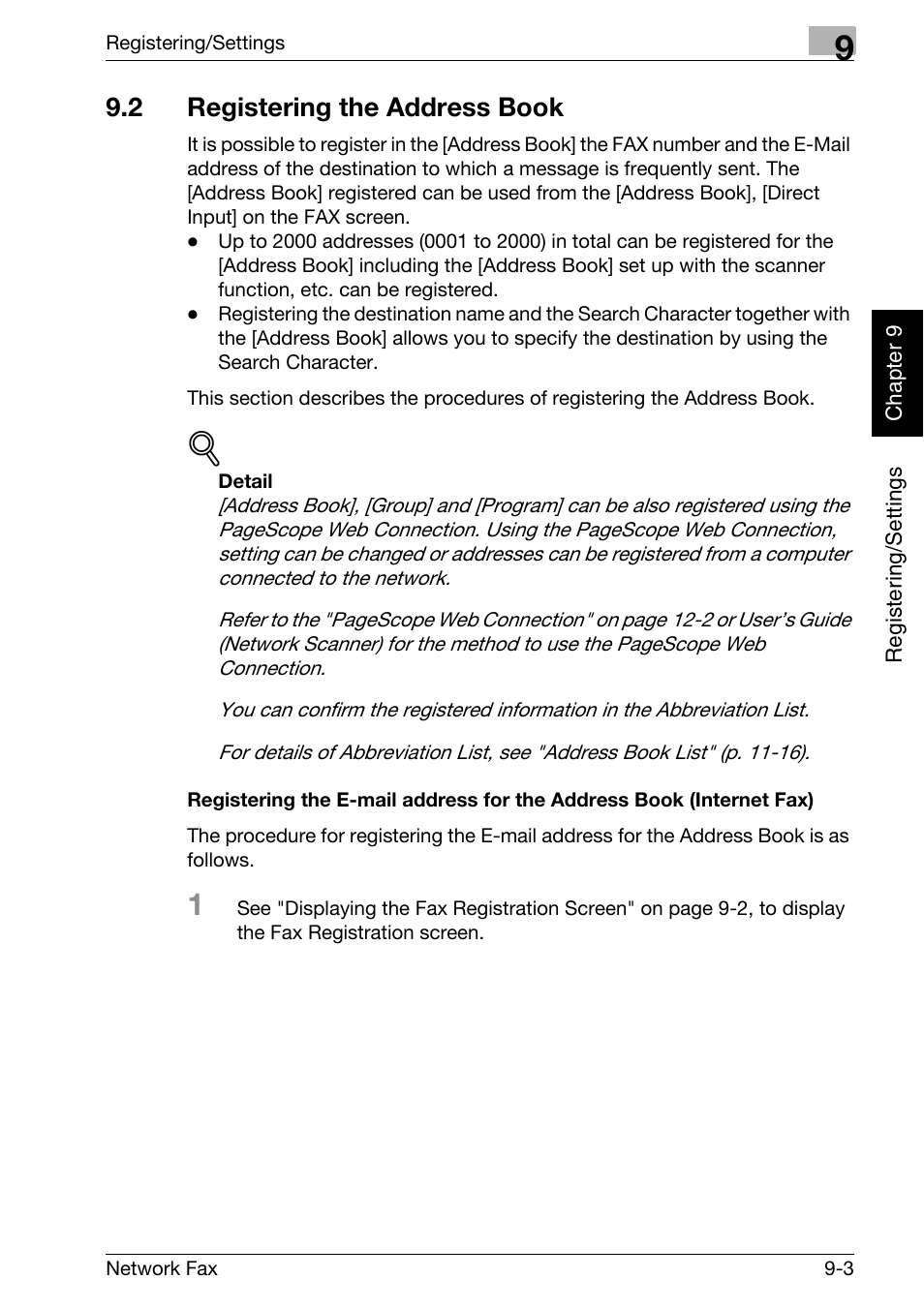 2 registering the address book, Registering the address book -3 | Konica Minolta bizhub 500 User Manual | Page 156 / 334