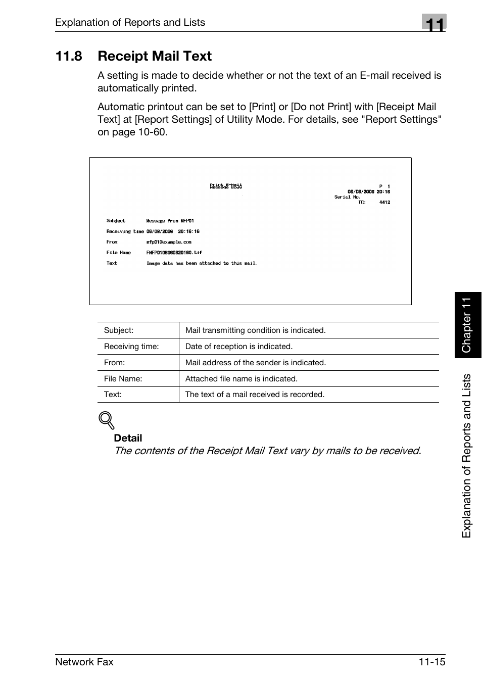 8 receipt mail text, Receipt mail text -15 | Konica Minolta bizhub 500 User Manual | Page 262 / 334