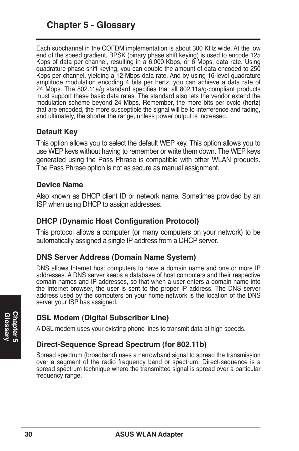 Chapter 5 - glossary | Asus WL-160W User Manual | Page 30 / 38