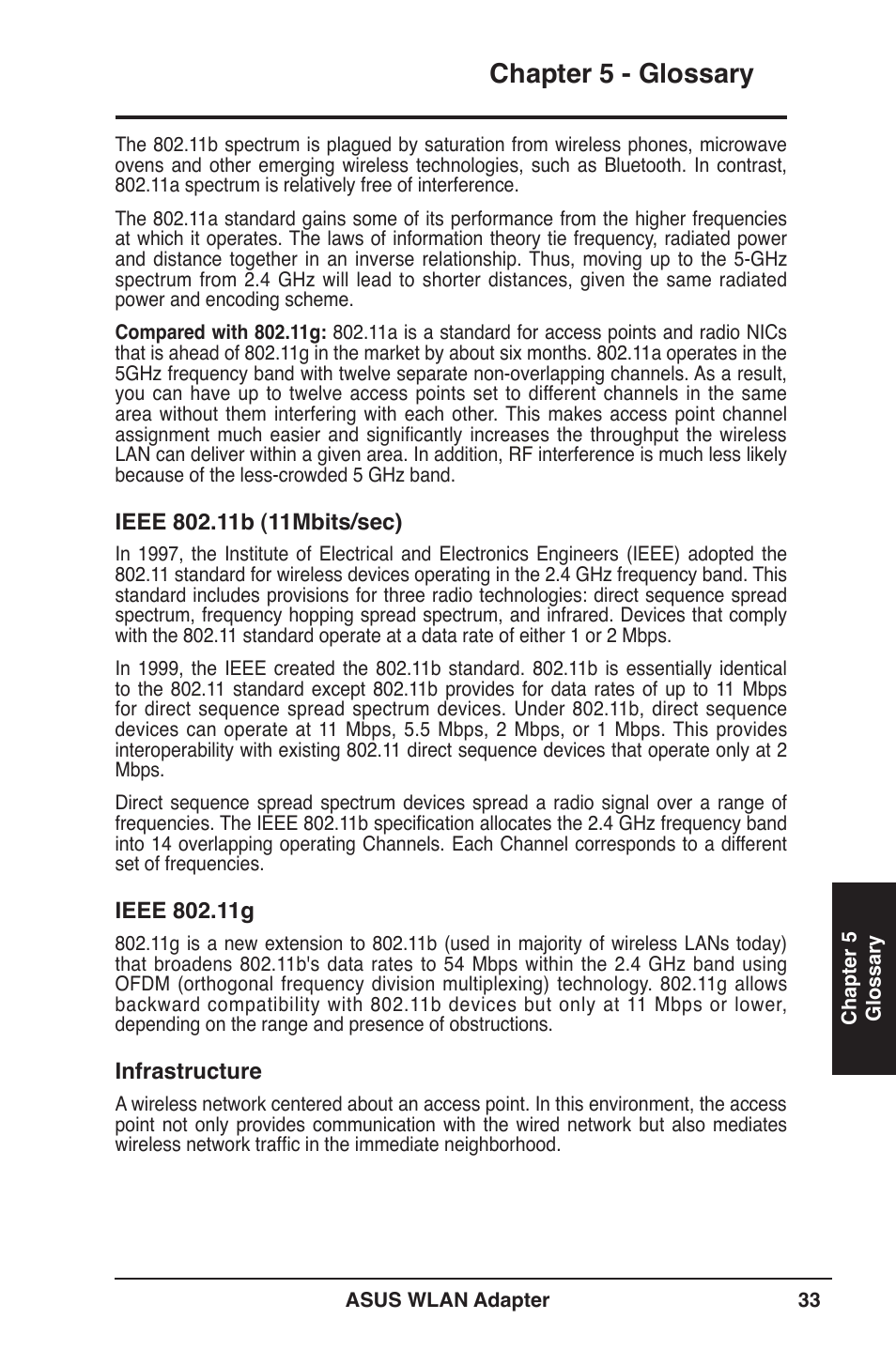 Chapter 5 - glossary | Asus WL-160W User Manual | Page 33 / 38