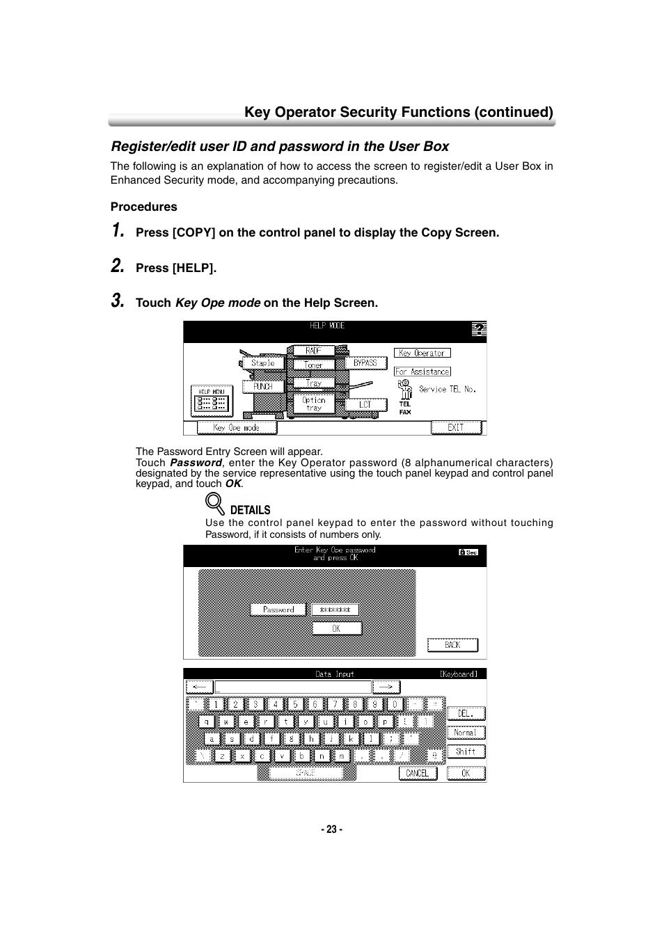 Register/edit user id and password in the user box | Konica Minolta 7145 User Manual | Page 29 / 40