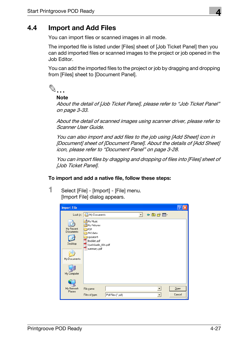 4 import and add files, Import and add files -27 | Konica Minolta Printgroove User Manual | Page 108 / 239