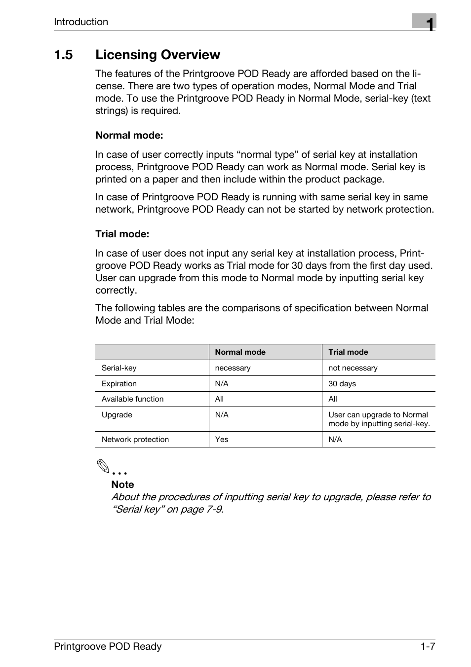 5 licensing overview, Licensing overview -7 | Konica Minolta Printgroove User Manual | Page 11 / 239