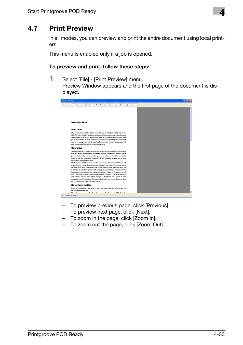 7 print preview, Print preview -33 | Konica Minolta Printgroove User Manual | Page 114 / 239