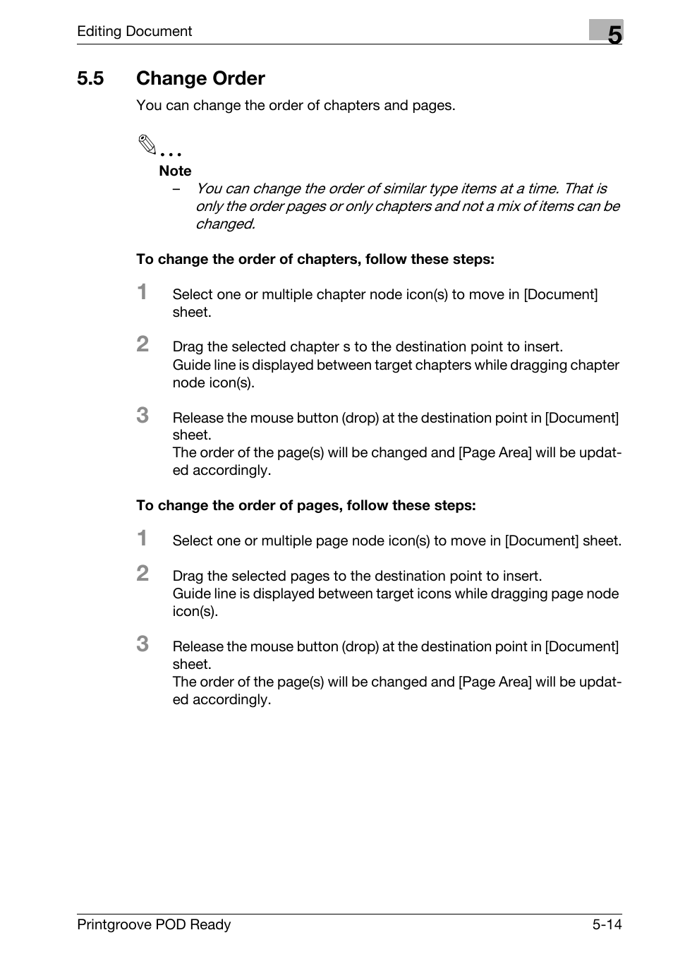 5 change order, Change order -14 | Konica Minolta Printgroove User Manual | Page 132 / 239