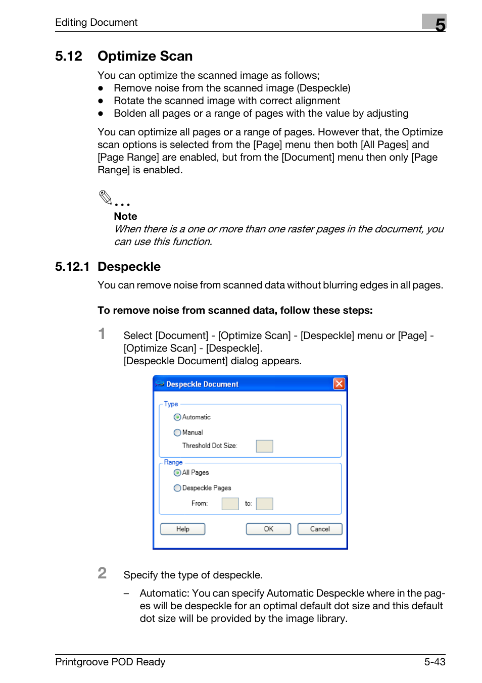 12 optimize scan, Optimize scan -43 | Konica Minolta Printgroove User Manual | Page 161 / 239